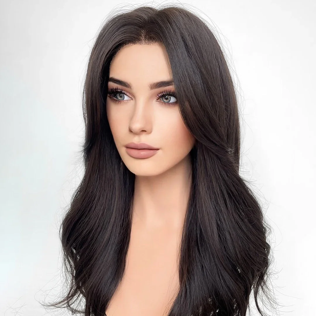 Gluelesss 30inch 250% Density Black  Jewish 5x5 Silk Base Straight European Human Hair Wigs For Women with Baby Hair Preplucked