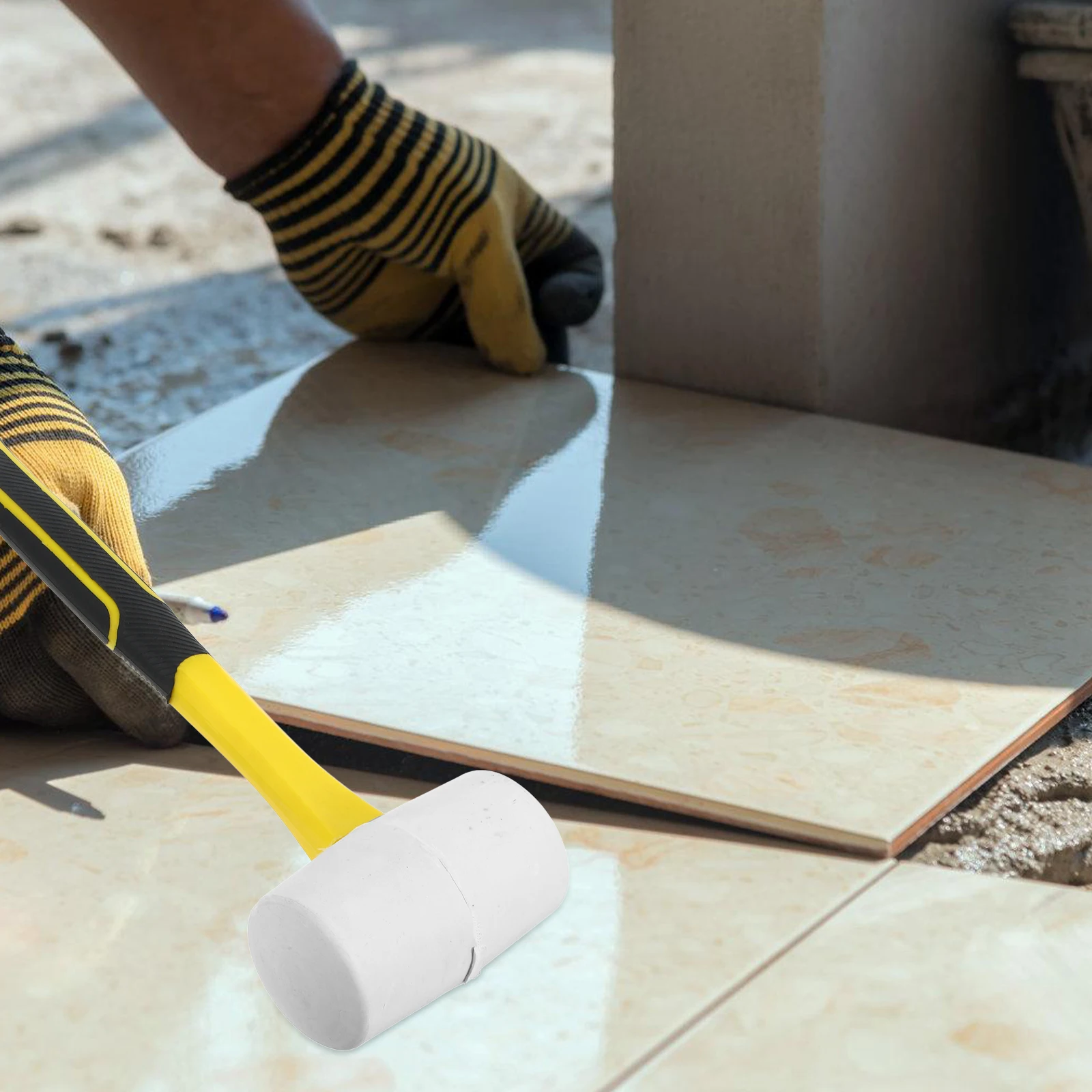 

Rubber Hammer Non-Slip Handle Elastic Head For Tile Woodworking Flooring Installation Carpenter Tools Hand Tool