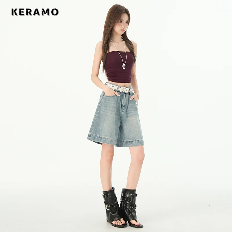 

Women's Y2K Solid Color Sheath Hotsweet 2000S Blue Denim Shorts Sexy Slim Fit High Street Kpop Style High Waist Casual Shorts