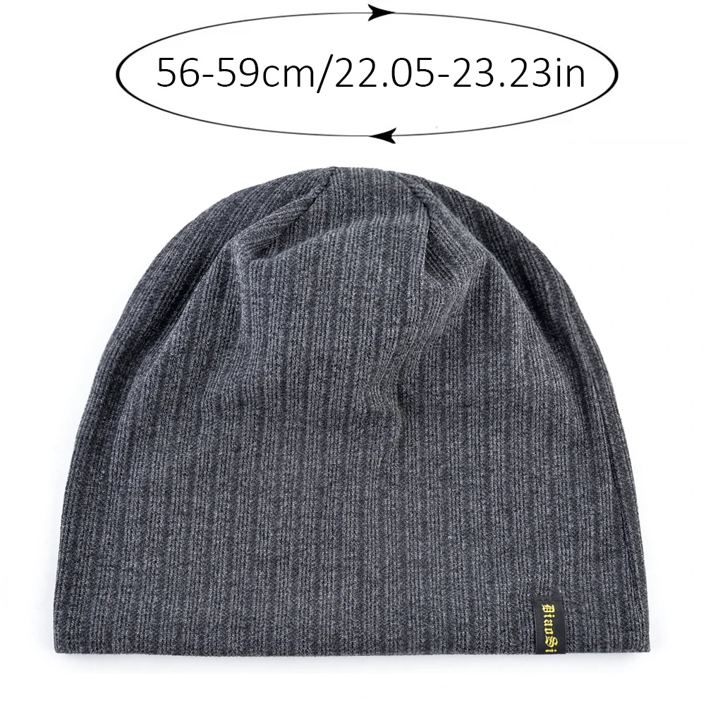 Double Lined Ribbed Slouch Beanie Hat For Men Women Soft Windproof Chemo Hat Sleep Cap Stretchy Knit Winter Skull Cap
