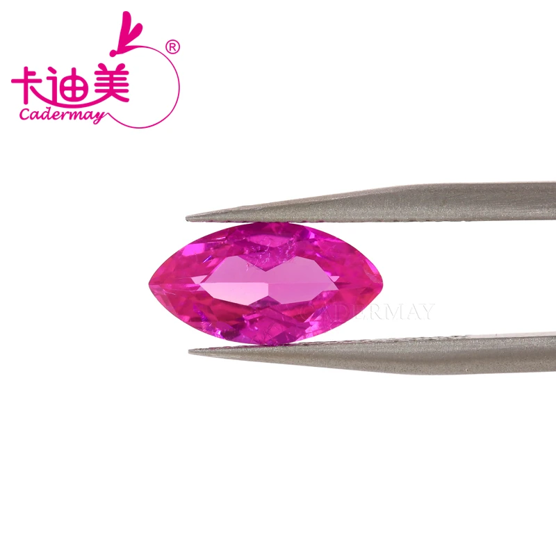 CADERMAY AGL Certificate Marquise Cut Lab Grown Pink Sapphire Loose Stone With Inclusion For Necklace Jewelry Making