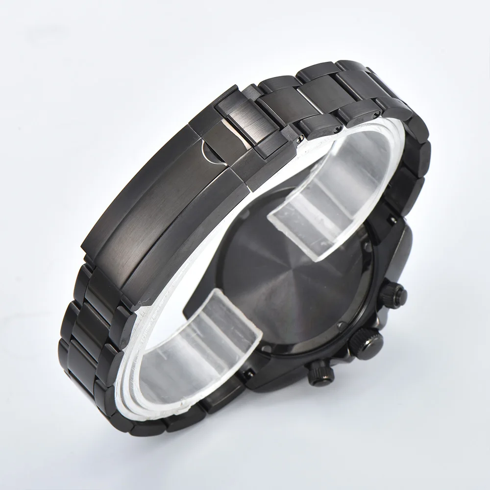 PARNSRPE PVD 블랙 매트 40mm 자동 NH35A 남성용 기계식 시계 VK63 스테인레스 스틸 사파이어 글라스 크로노그래프 시계