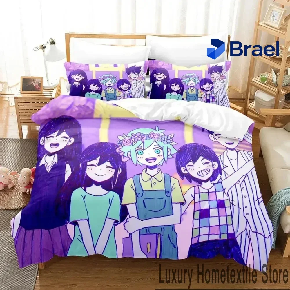 Exquisite 3D Print Anime Omori Bedding Set Boys Girls Twin Queen King Size Duvet Cover Pillowcase Bed Boys Adult Home Textileext
