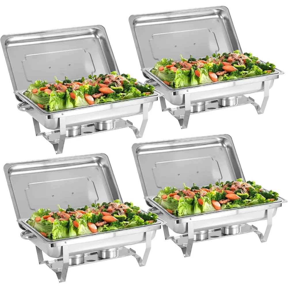 

Набор буферов из 4 шт., 8QT, шезлонги из нержавеющей стали и подогреватели для буфетов с подносами для еды и воды