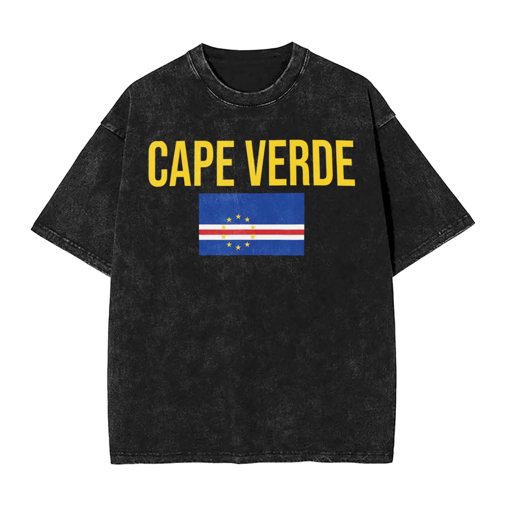 Men Women T-Shirt Cape Verde Flag Cabo Verde Washed T-Shirts Novelty  Summer Tees Y2K Retro Print Cotton Clothing Hot Sale