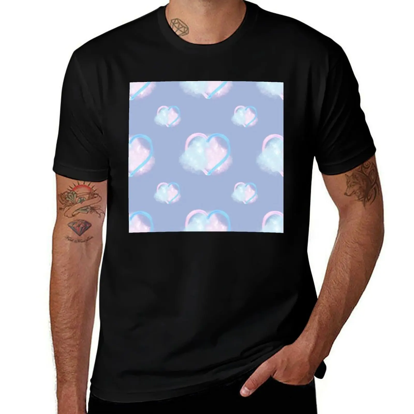 

Lover clouds on blue background duo size T-Shirt blacks vintage t shirts anime t shirts shirts men