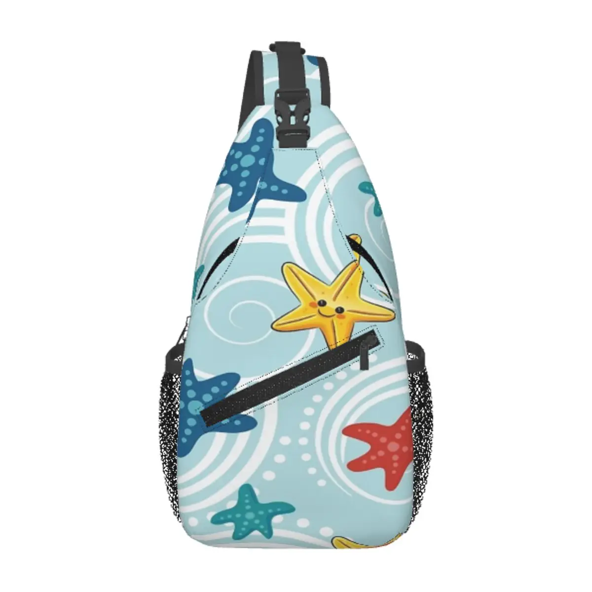 

Cute Starfish And Sea Swirls Chest Bag Holiday Durable Out Nice gift Customizable