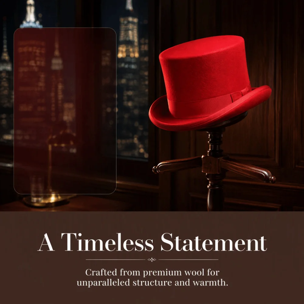 Fashion Wool Material Top Hat Satin Lining Classic Design Wool Top Hat Gentleman Hat Party Wear