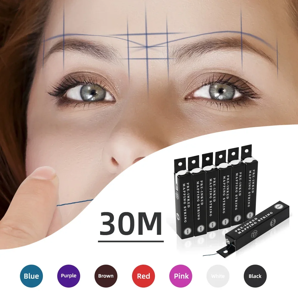 

30m Pre-Inked Mapping String Eyebrow Makeup Dyingliner Thread Microblading Semi-permanent Positioning Measurement Tattoo Tools