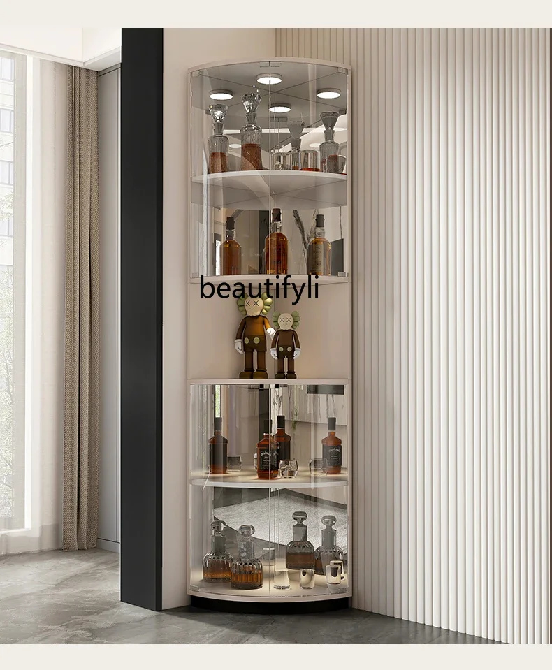 S Living Room Light Luxury High-End Glass Wine Cabinet Display Cabinet Household Small Wine Rack Corner Cabinet