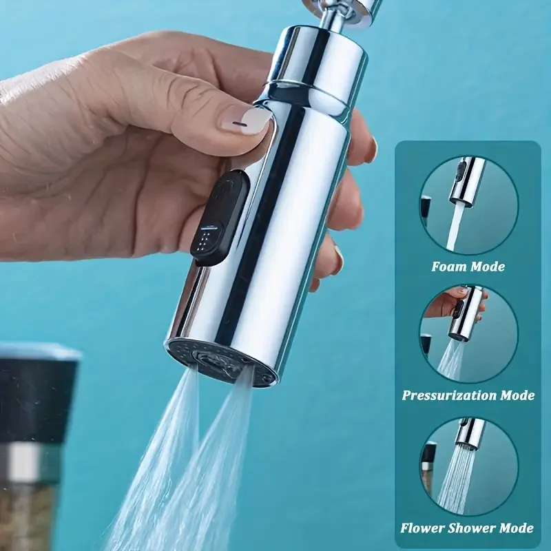 

3 Modes Faucet Splash Proof Head Spout Filter Metal Extender Faucet Kitchen Aerator Universal Connector