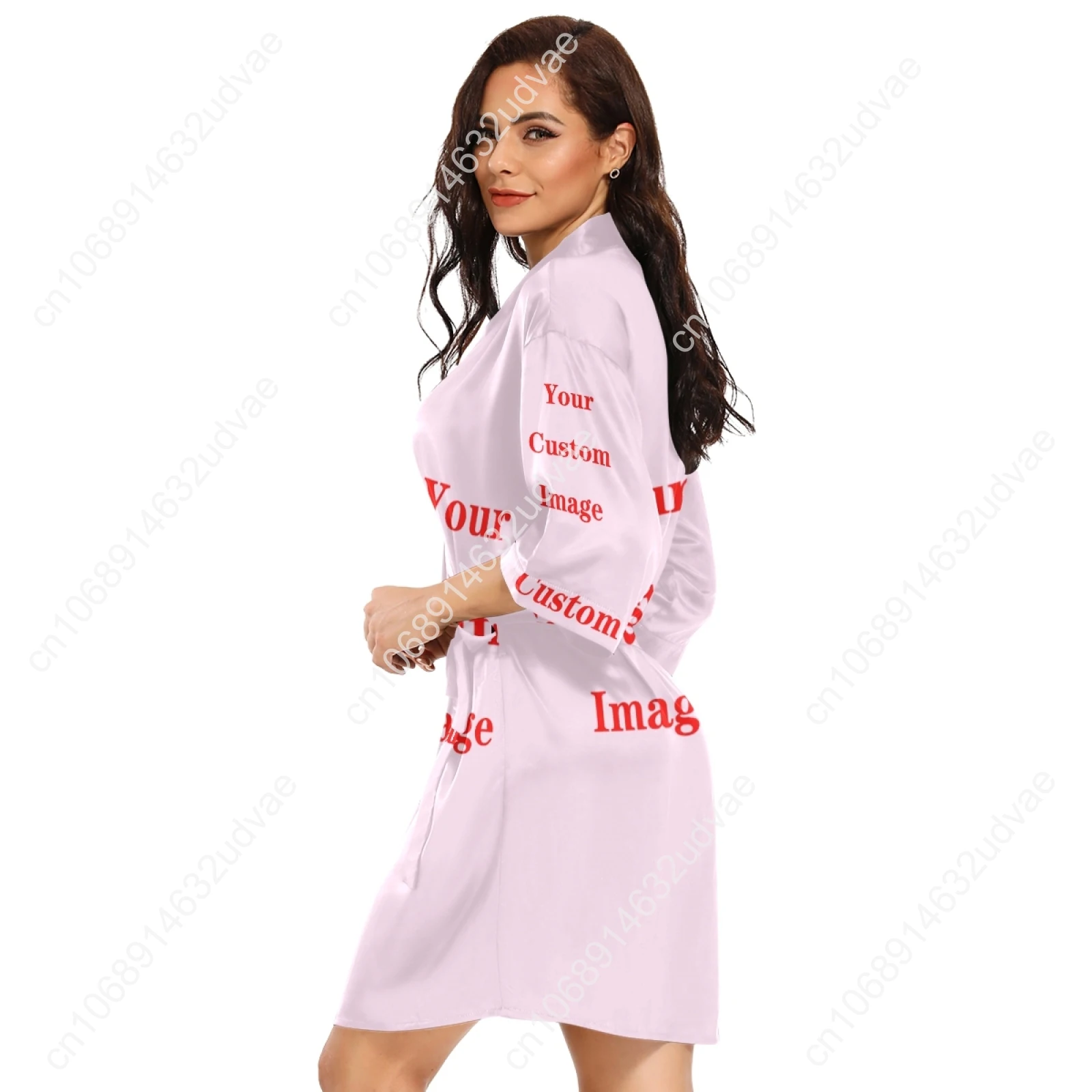 Fashion Satin Robe Long Women Wrap Dress Spring Bathrobe Pajamas Sexy V Neck  Robe 2021 New Ladies Clothes Custom Image