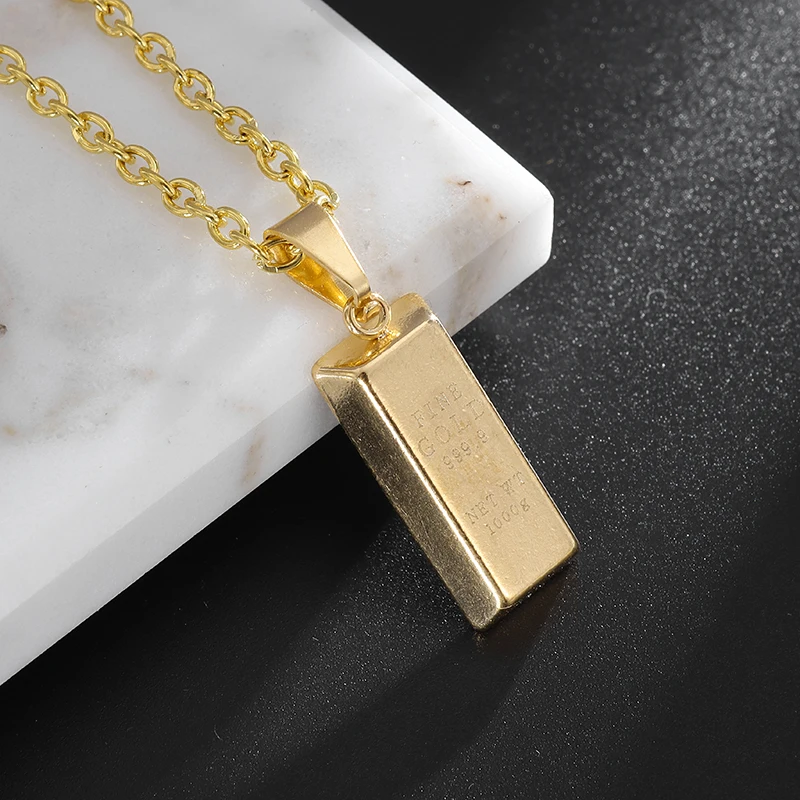 New Fashion Simple Brick Lettering Pendant Necklace for Men and Women Everyday Jewelry Gifts