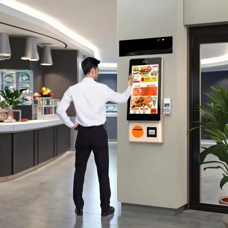 Fast Food Menu Ordering Software Touch Screen Self Service Machine Order Queue System Barcode Reader Ordering Kiosk