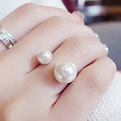 New Arrivals Hot Fashion women's Ring Street Shoot Accessories Imitation Pearl Size Adjustable Ring Opening Women Jewelry