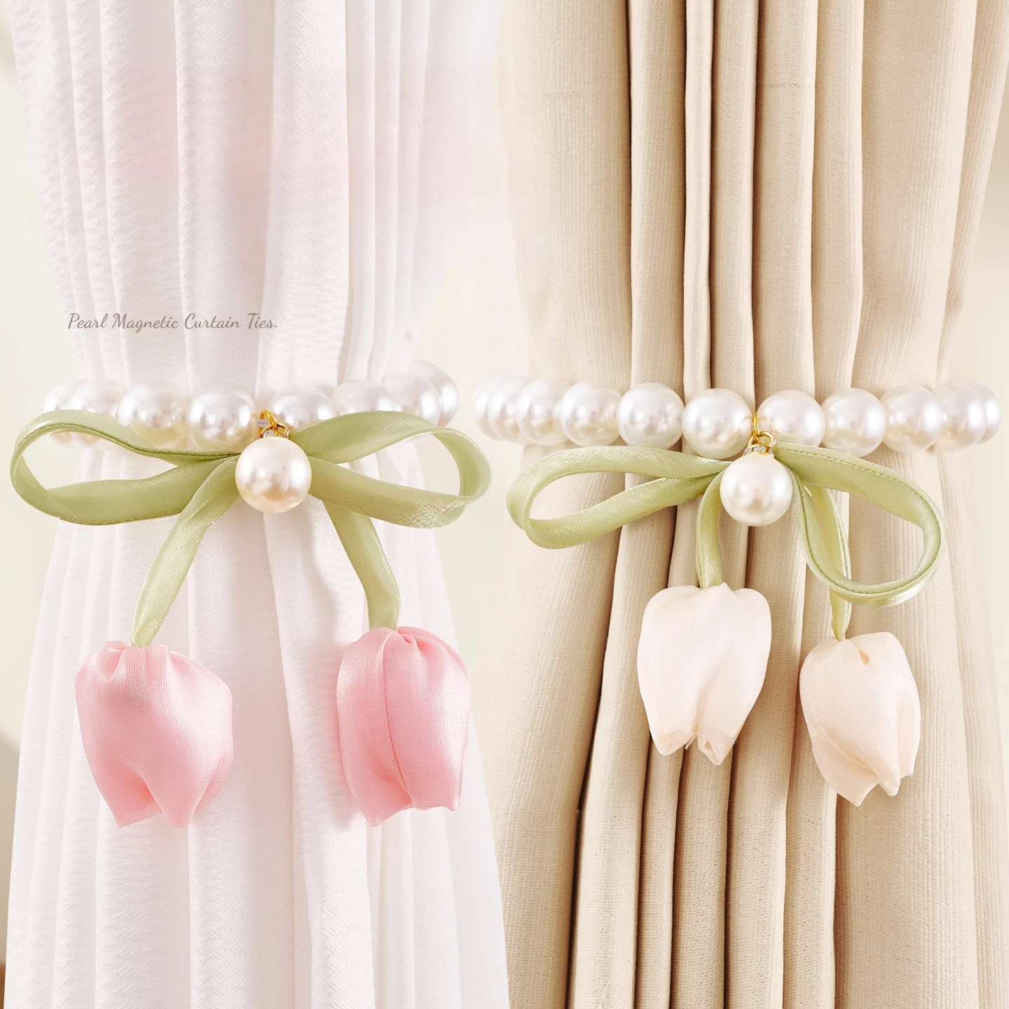 Pearl Magnetic Curtain Tiebacks Tulip Sheer Creative Decor Holdback Rope