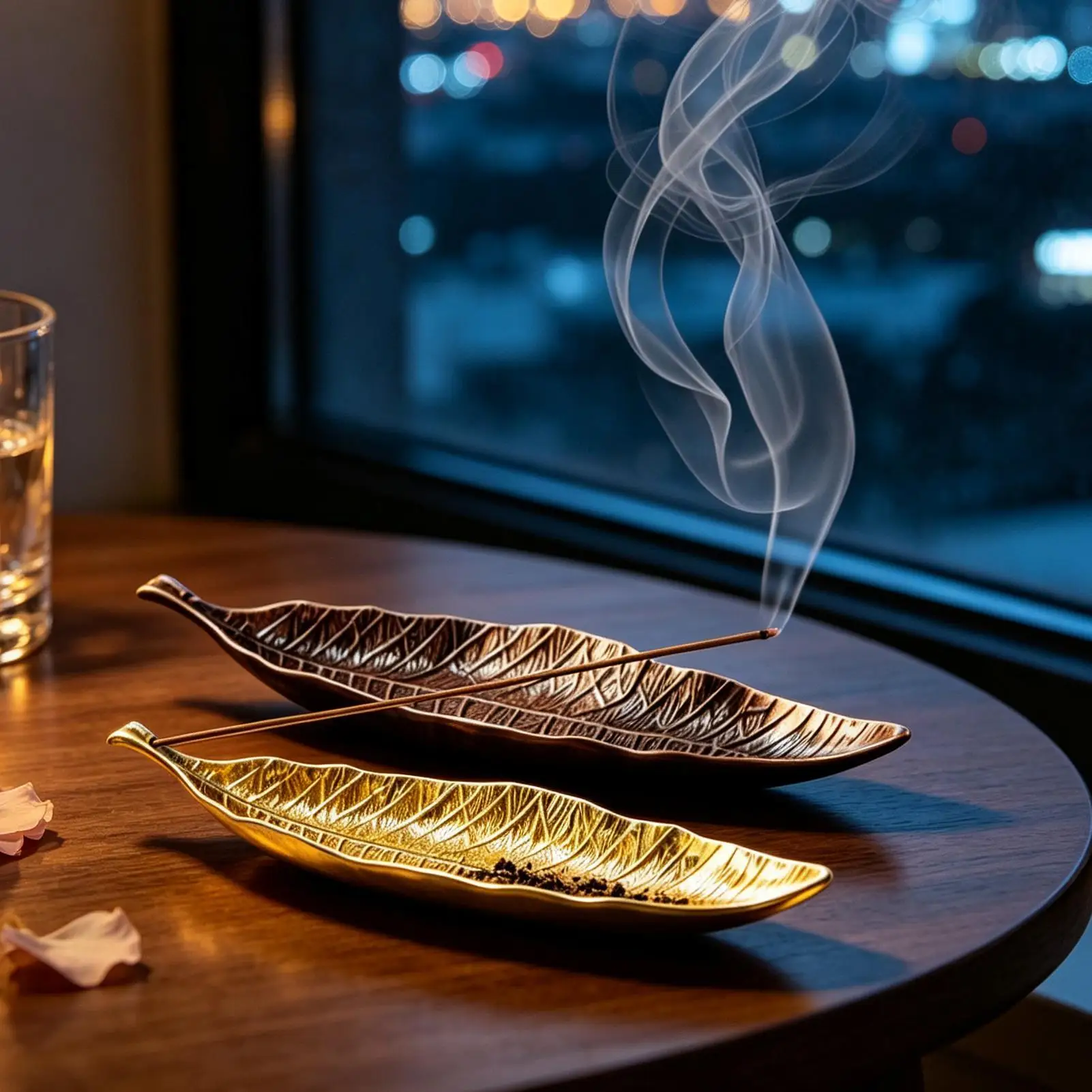 2 Pieces Incense Stick Burner Vintage Metal Leaves Shape Decor Incense Stick Burner Holder for Meditation Room Yoga