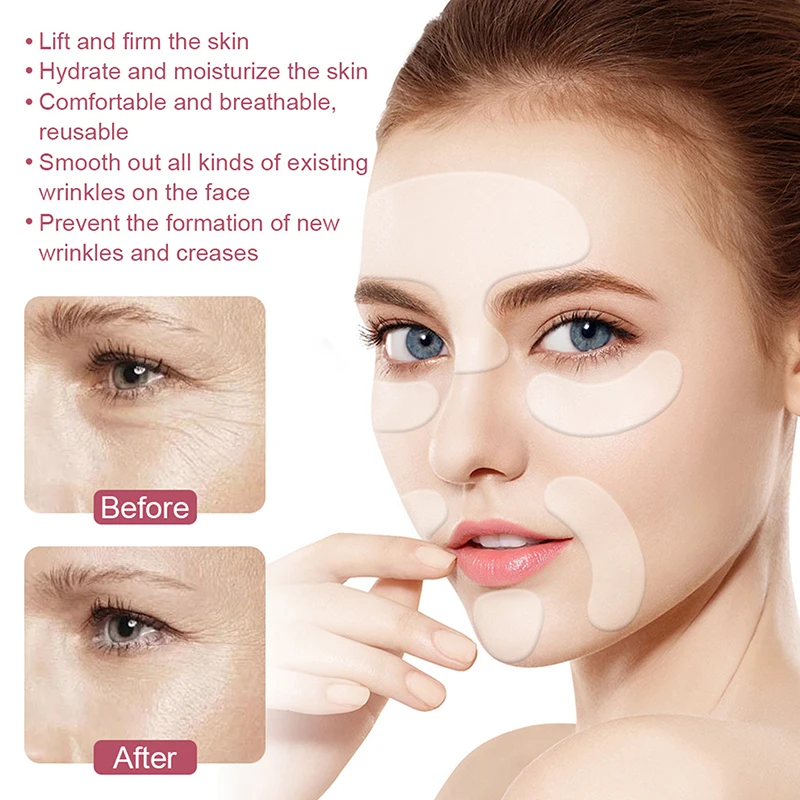 1/3sheets Silicone Face Anti Wrinkle Patches Forehead Wrinkle Patches Reusable Under Eye And Smile Line Patches Wrinkle Reduce