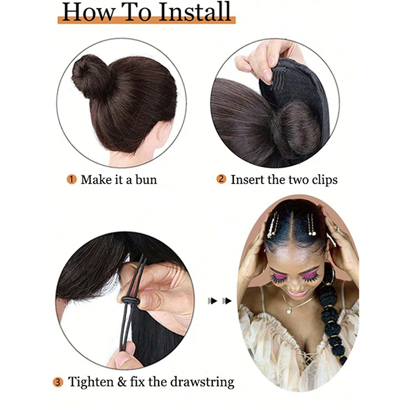 Kinky Afro Puff Ponytail Extension for Black Women 18/24 Inch Long Lantern Bubble Drawstring False Pigtail Synthetic Hair Piece