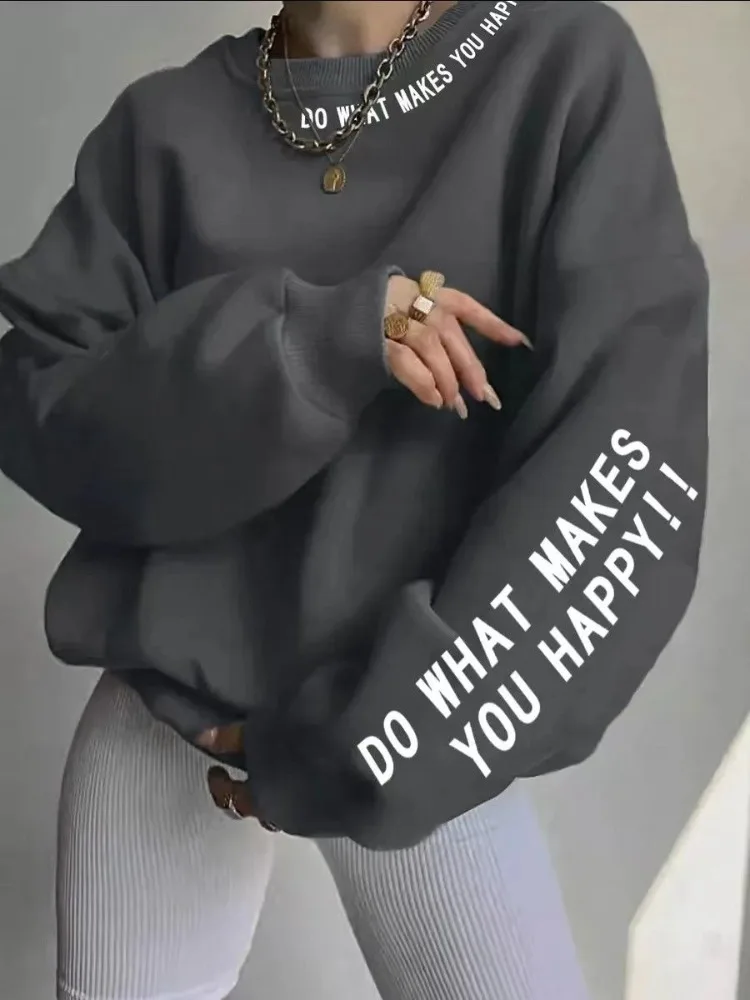 อเมริกันน่ารักพิมพ์Hip Hopเสื้อThickenขนแกะฤดูหนาวที่อบอุ่นสีเทาเข้มPullover Streetแฟชั่นผู้หญิงHoodie Y2K