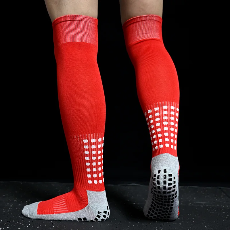 Calcetines deportivos antideslizantes para hombre y mujer, medias transpirables de algodón y goma para correr, largos de fútbol de alta calidad