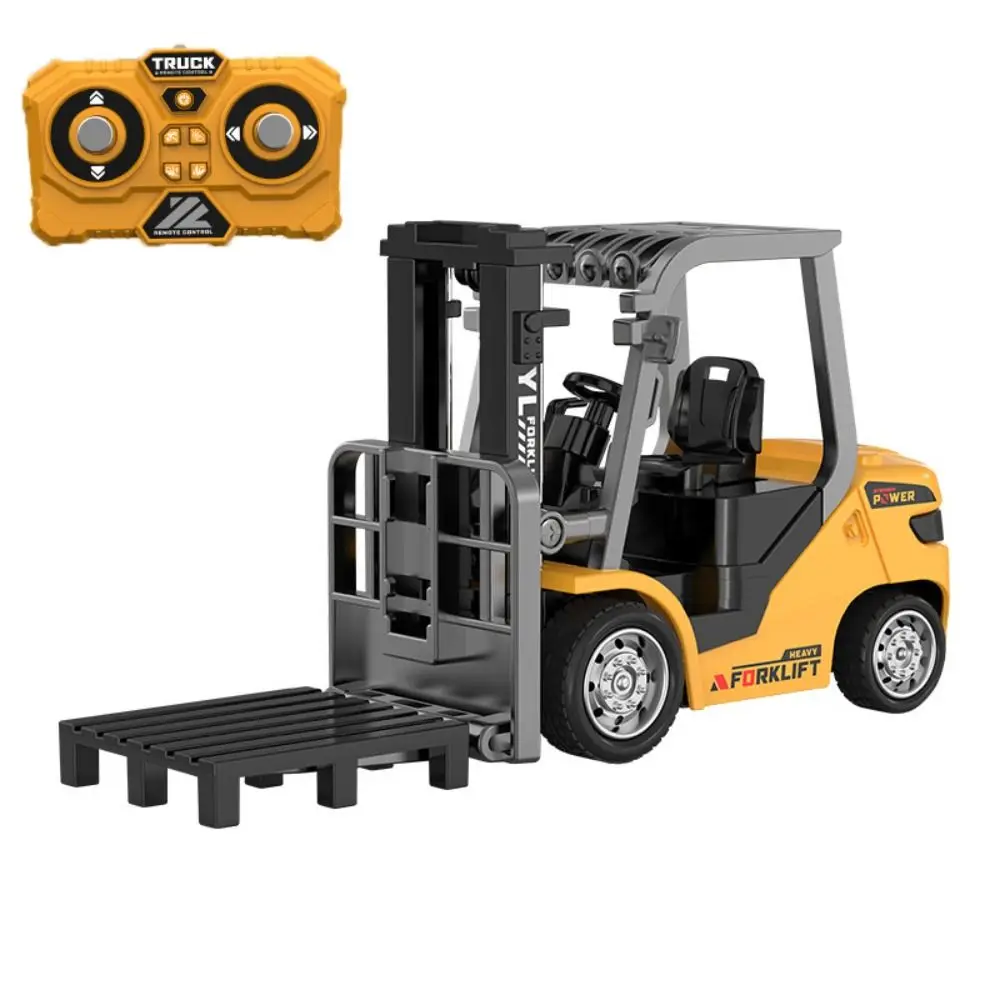 Alloy 1/64 Remote-controlled Forklift Mini Rechargeable Engineering Vehicle Boys Gift Collection Tabletop Toys Model