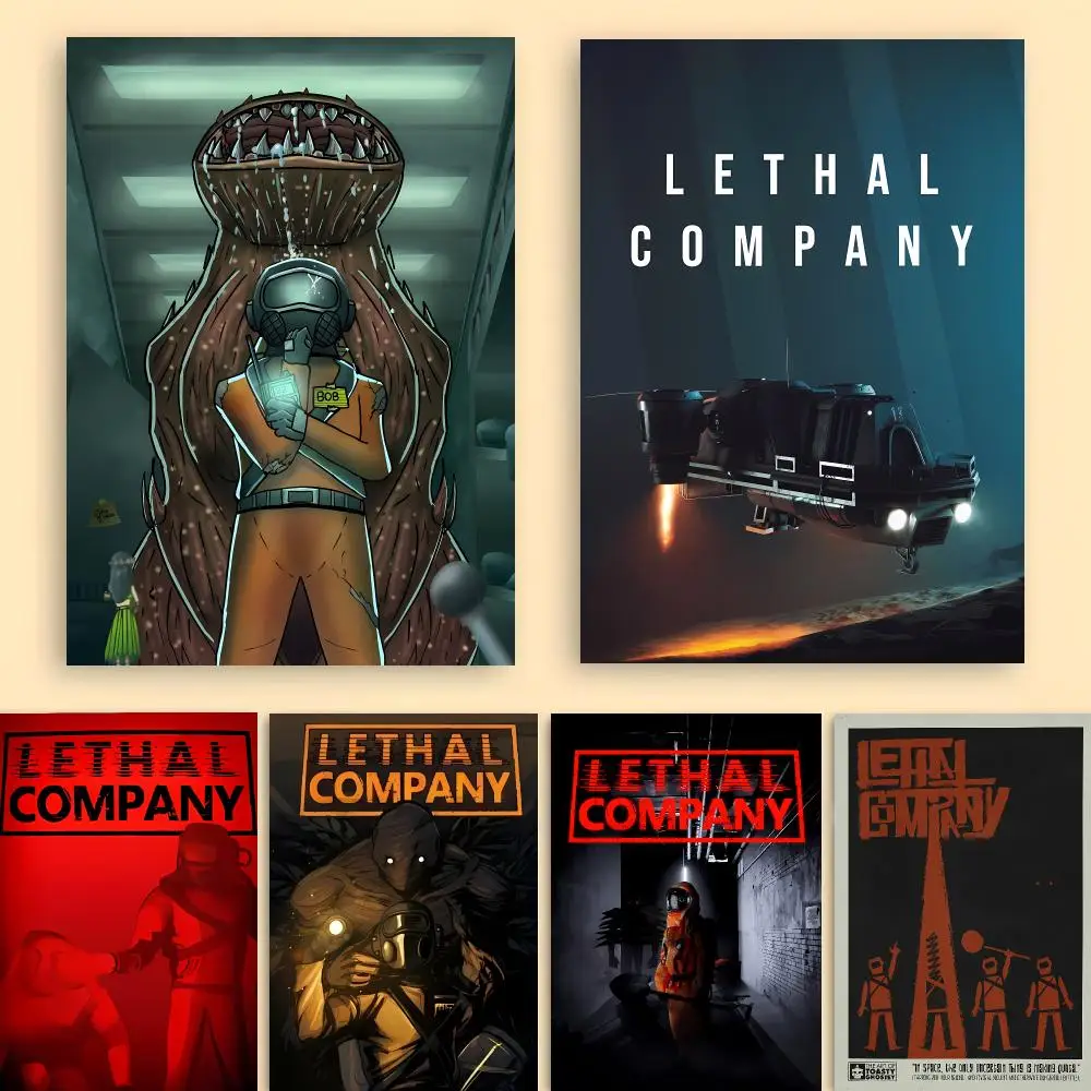 Spooky Cooperative Video Game L-Lethal Company Poster Wall Art Living Room Bedroom for Decor Enthusiasts
