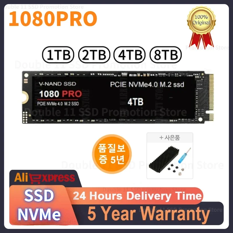 

1080PRO PCIe 4.0 NVMe 2.0 M.2 2280 1TB 2TB 4TB SSD Internal Solid State Hard Drive For Laptop Desktop MLC PC PS5 Computer NEW