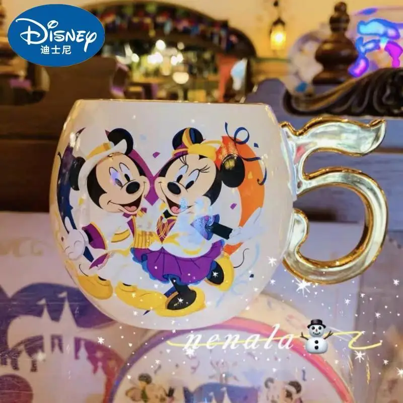 

Original Disney Fifth Anniversary Mickey Minnie Chip & Dale Cartoon Ceramic Cup Cute Anime Mug Water Cup Christmas Gifts