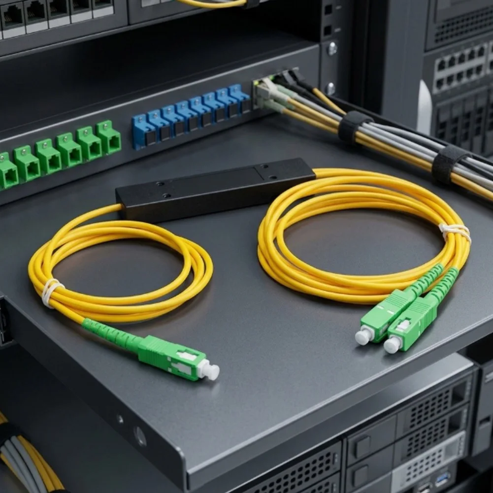 Fiber Optical Splitter For SC For APC 1x2 for Telecom Networks ABS Plastic Housing Low Loss 1310nm and 1550nm Bands