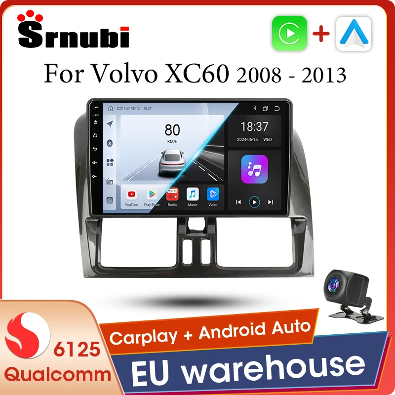 Lecteur multimédia Android Auto Carplay pour Volvo XC60 que 1 2008 - 2013, écran d'affichage, prise en charge du contrôle au volant, audio DSP, MirrorLink, 4G, WIFI 5GHz, Bluetooth 5.4, RDS, EQ, FM, AM, système stéréo intelligent pour voiture