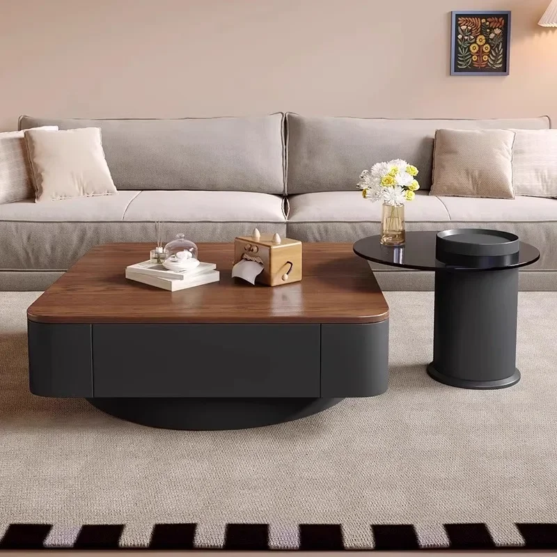Medieval style light luxury high-end solid wood child and mother coffee table combination modern simple living