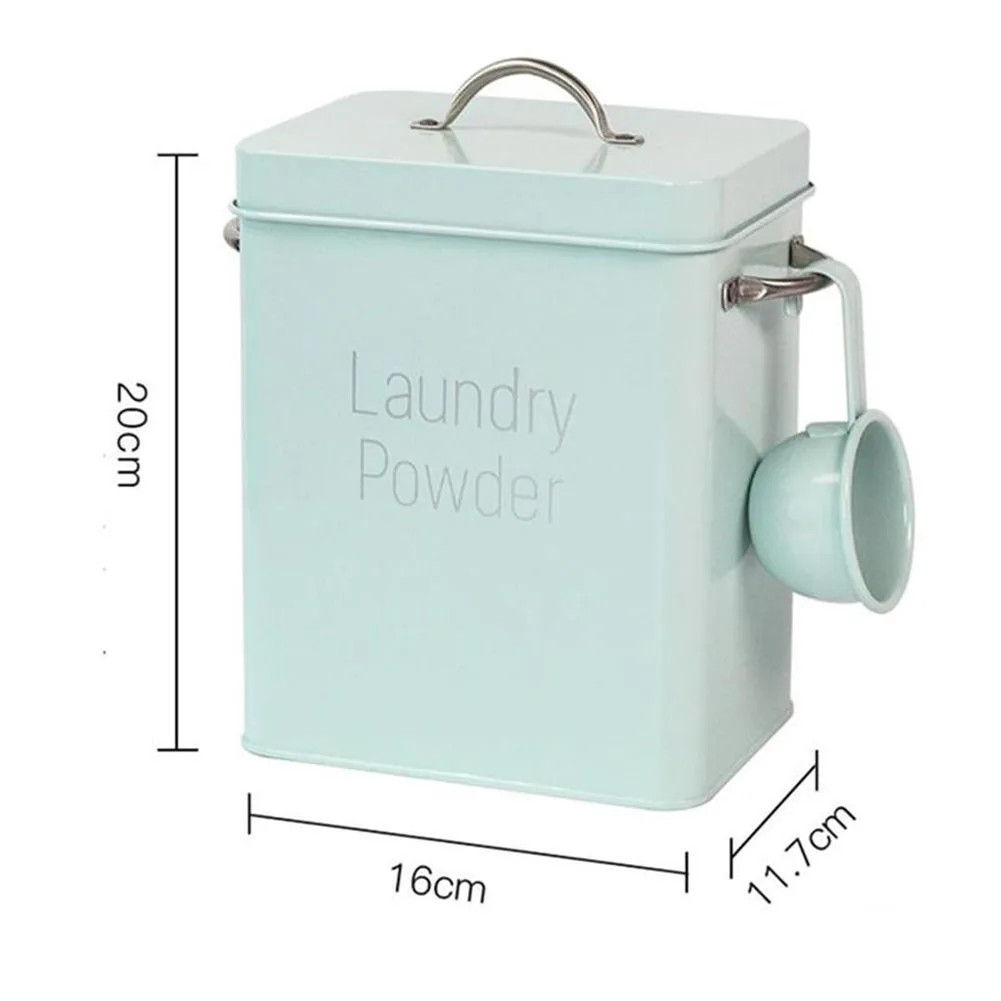 Multifunction Household Washing Powder Storage Box Rice Snack Large Capacity Iron Covered Barrel Nordic Wind