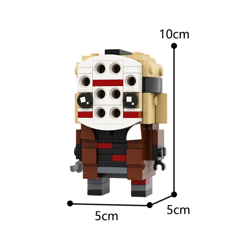 Spooky Horror Hockey Mask Square Head Brick MOC Set Masked Character Model  Unique Table Decor Present for Horror Collectors