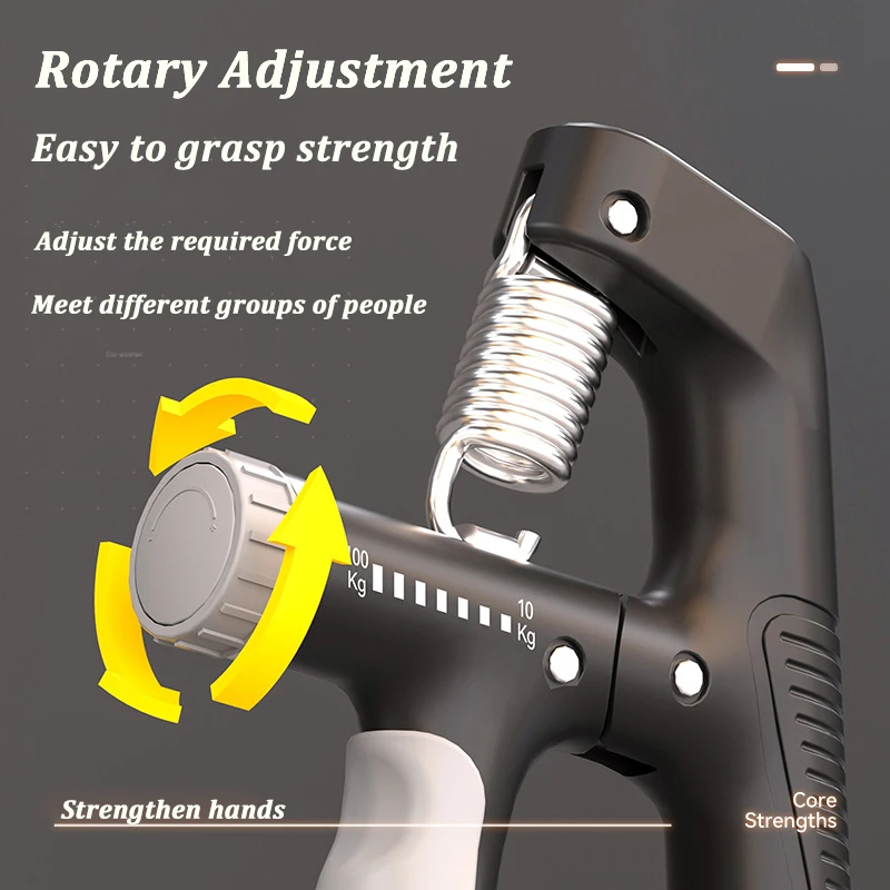 10-100Kg Adjustable Hand Grip Strengthener Trainer Forearm Exercise Gripper Bodybuilding Muscle Carpal Rehabilitation Athletes