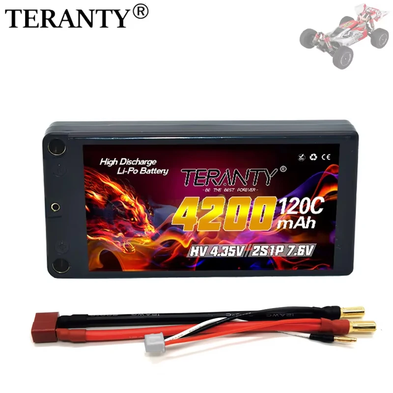 2Pcs TERANTY 2S 7.6V 4200mAh Lipo Battery 120C With T/XT60/EC3 Plug RC Battery for RC Cars Truck Truggy Buggy Racing Hobby Parts