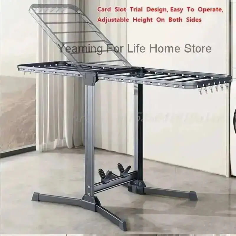 접이식 빨래 건조대, 내구성 있는 액세서리, 옷걸이 스탠드, 나무 바닥, 스테인리스 스틸, 발코니용 높이 조절 가능