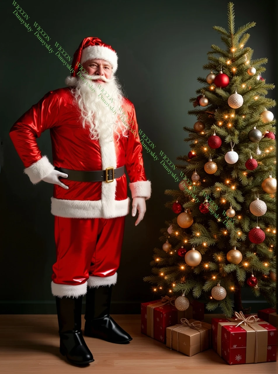 

Adult Santa Claus Christmas Costume Velvet Polyester Fiber Outfit Modern Dance Performance Cosplay Festival Dress Up Set