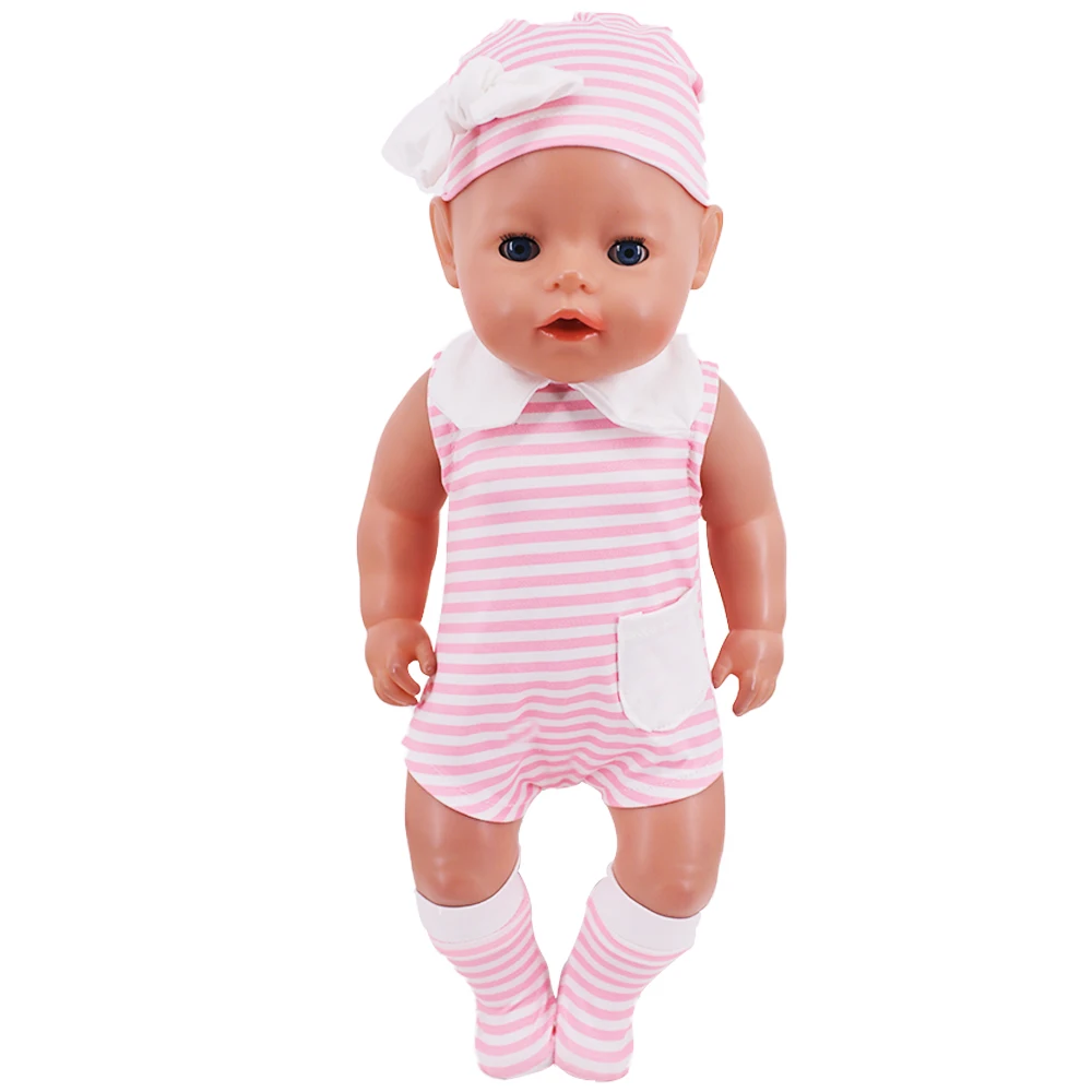 Daily Casual Set for 43cm Baby Reborn Baby Doll Clothes Pajamas 18inch Girl's American Dress,Slippers Socks Doll Accessories,Toy