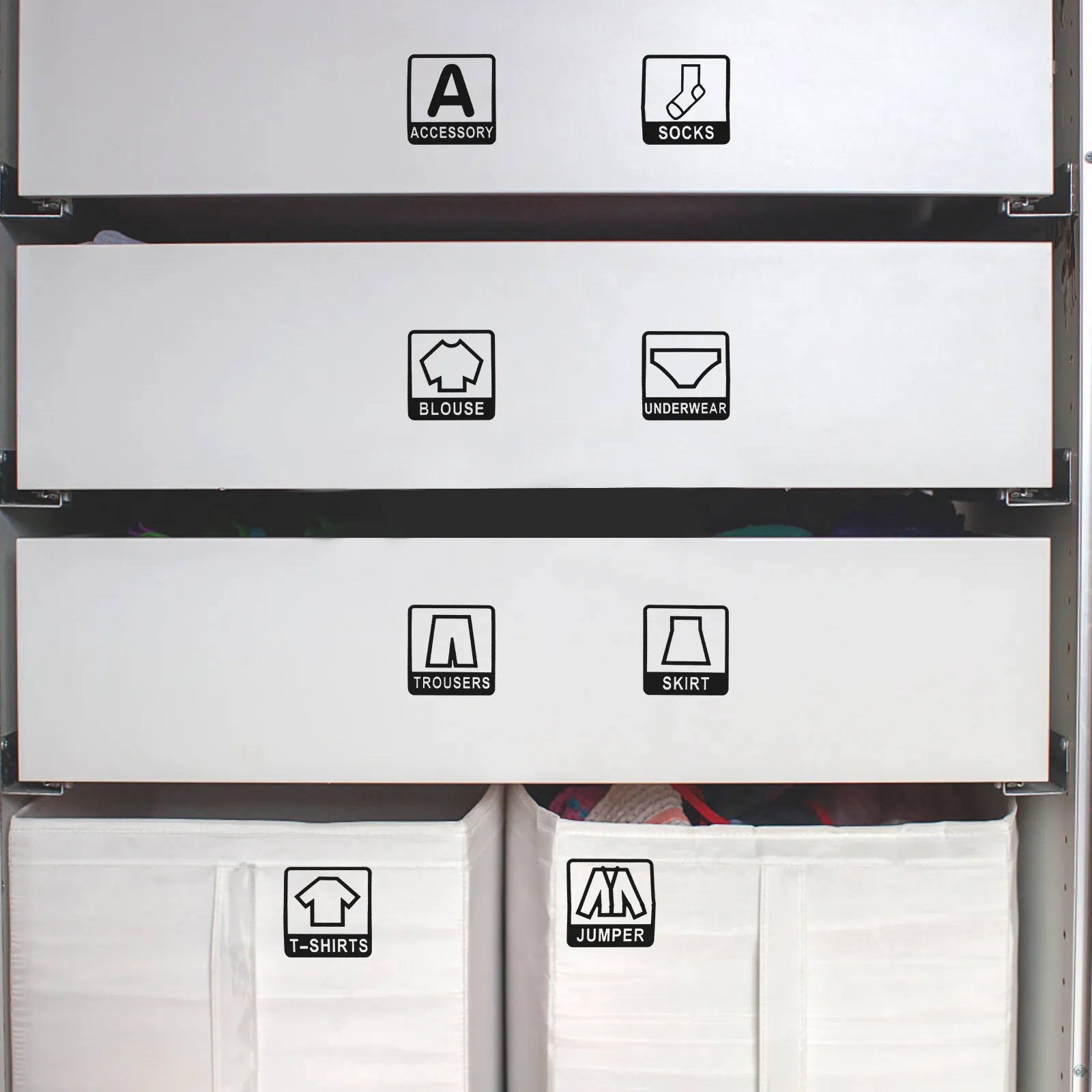 2Pcs Family-Friendly Clothes Sorting Stickers Large Clear Classification Labels Self-Adhesive for Doors Walls Glass Tables
