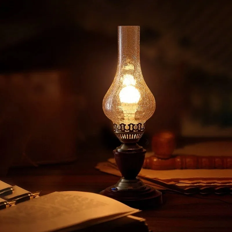 Candlelight desk lamp, retro brass decoration, high-end atmosphere night light