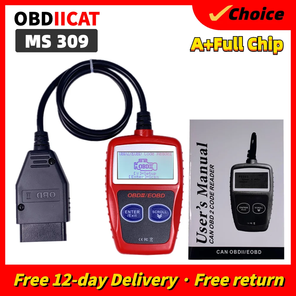 Code Reader MS309 Auto Car Scanner OBDII/EOBD Universal OBD2 Work For US&Asian&European Auto Car Diagnostic Tool