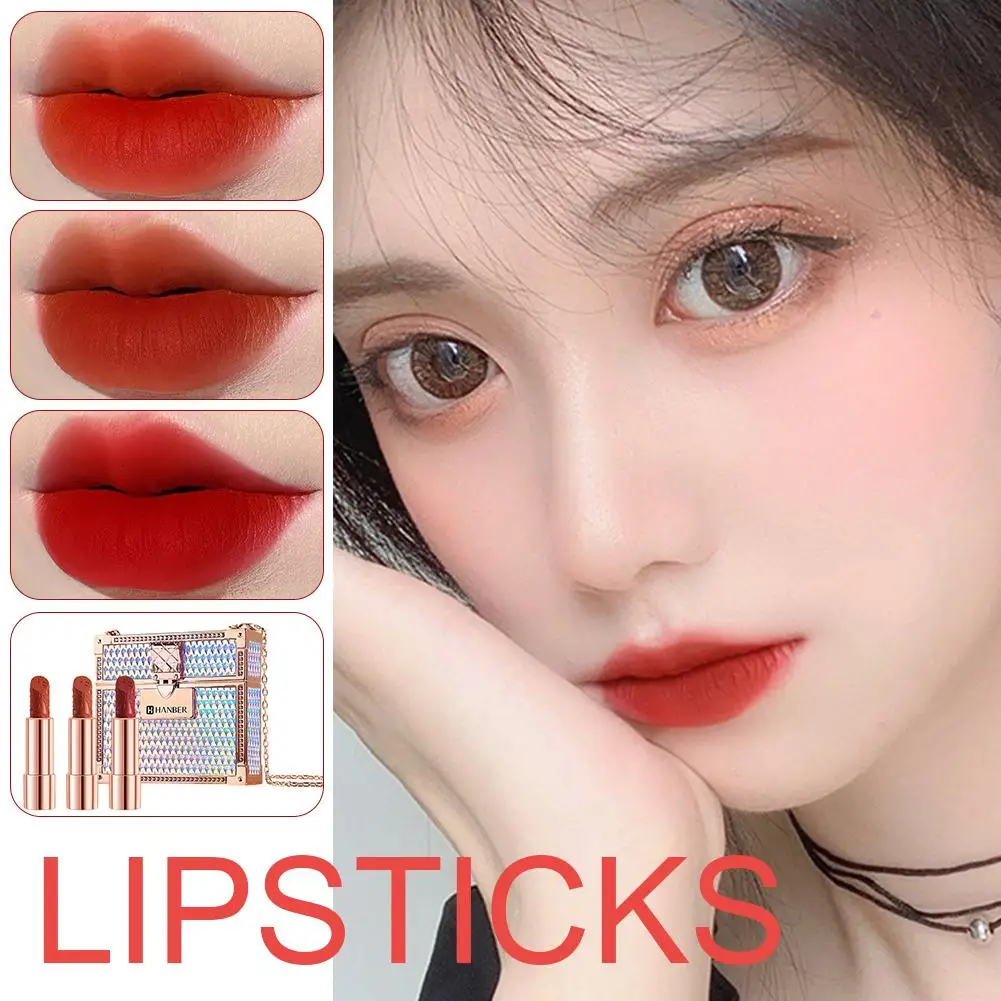 Make-up koreanischen matten Lippenstift Set wasserdicht langlebige Lippen Leder Samt Kit Glanz Private Label Box Tasche Lippen tönung Vitami n4f7