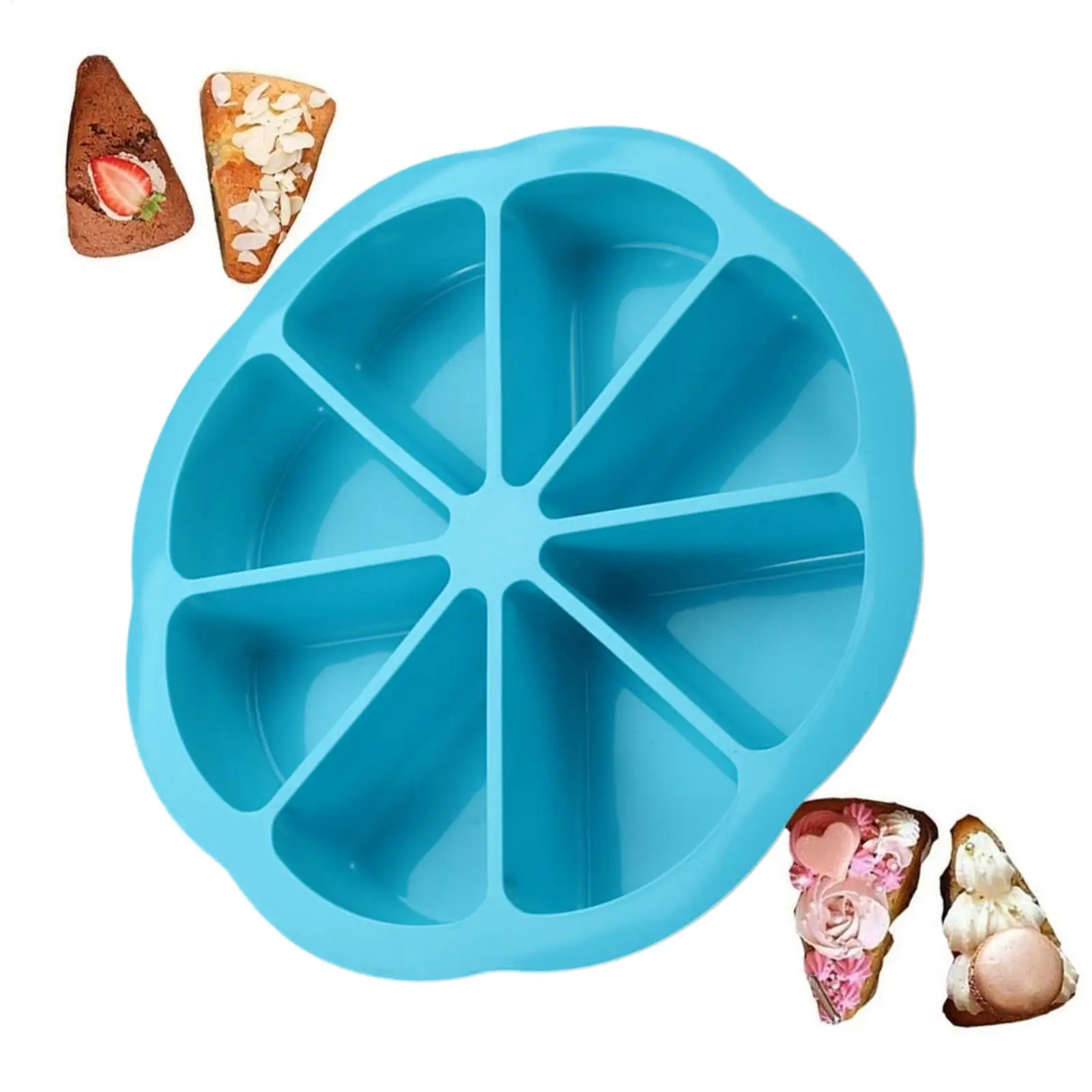 Silicone Triangle Cake Mold Non-Stick Chocolate Cake Making Mold 8-Cavity Triangle Scone Pan For Cornbread Brownies Muffins