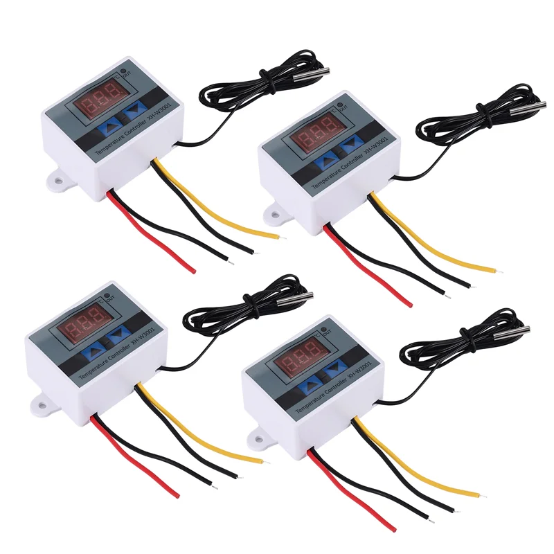 AB15-4Pcs 220V Ac Digital Led Temperature Controller Xh-W3001 For Incubator Cooling Heating Switch Thermostat Ntc Sensor