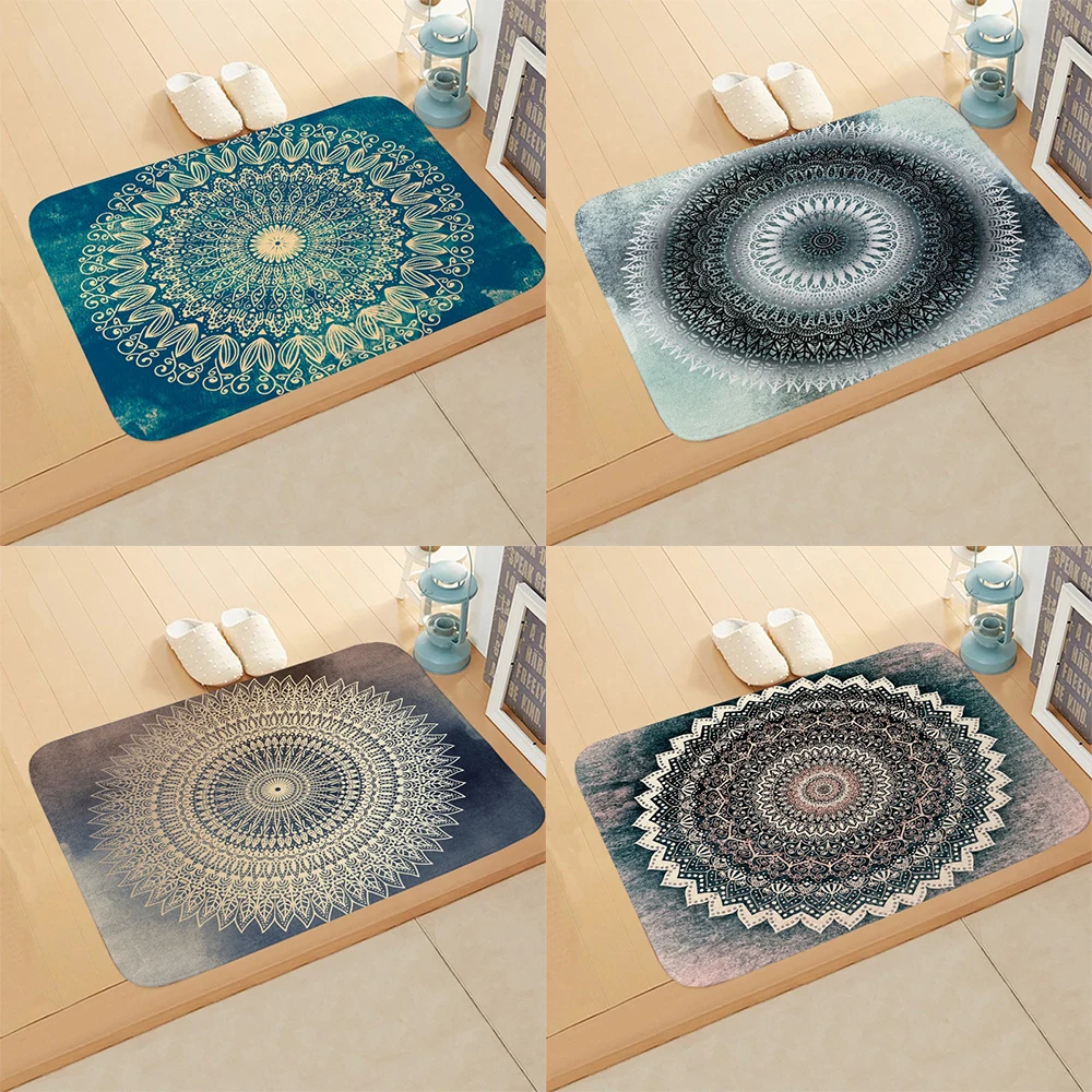 Mandala pattern floor mats home decoration bedroom living room floor mats absorbent kitchen bathroom doorway carpet