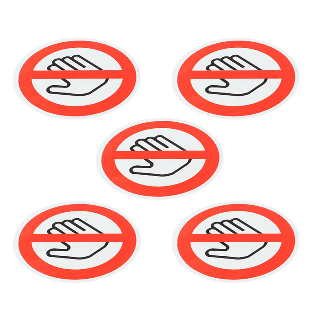 5 Sheets Safety Sign Stickers Device Do Not Touch Warning Car Label Self-adhesive Vinyl Plate Security Caution Small