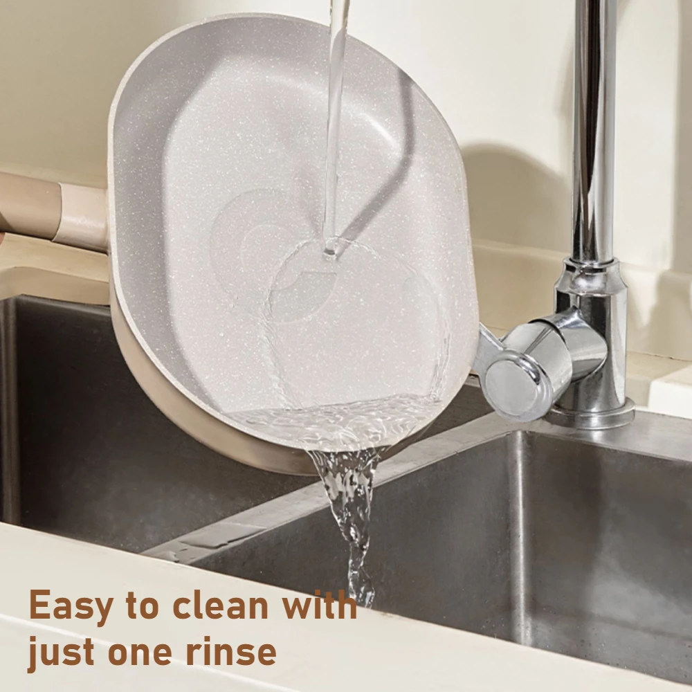 مقلاة غير لاصقة، مقلاة منزلية مسطحة القاع للقلي، شرائح اللحم، تقلي الخضروات، سهلة التنظيف، وعاء المطبخ الحجري Maifan #4