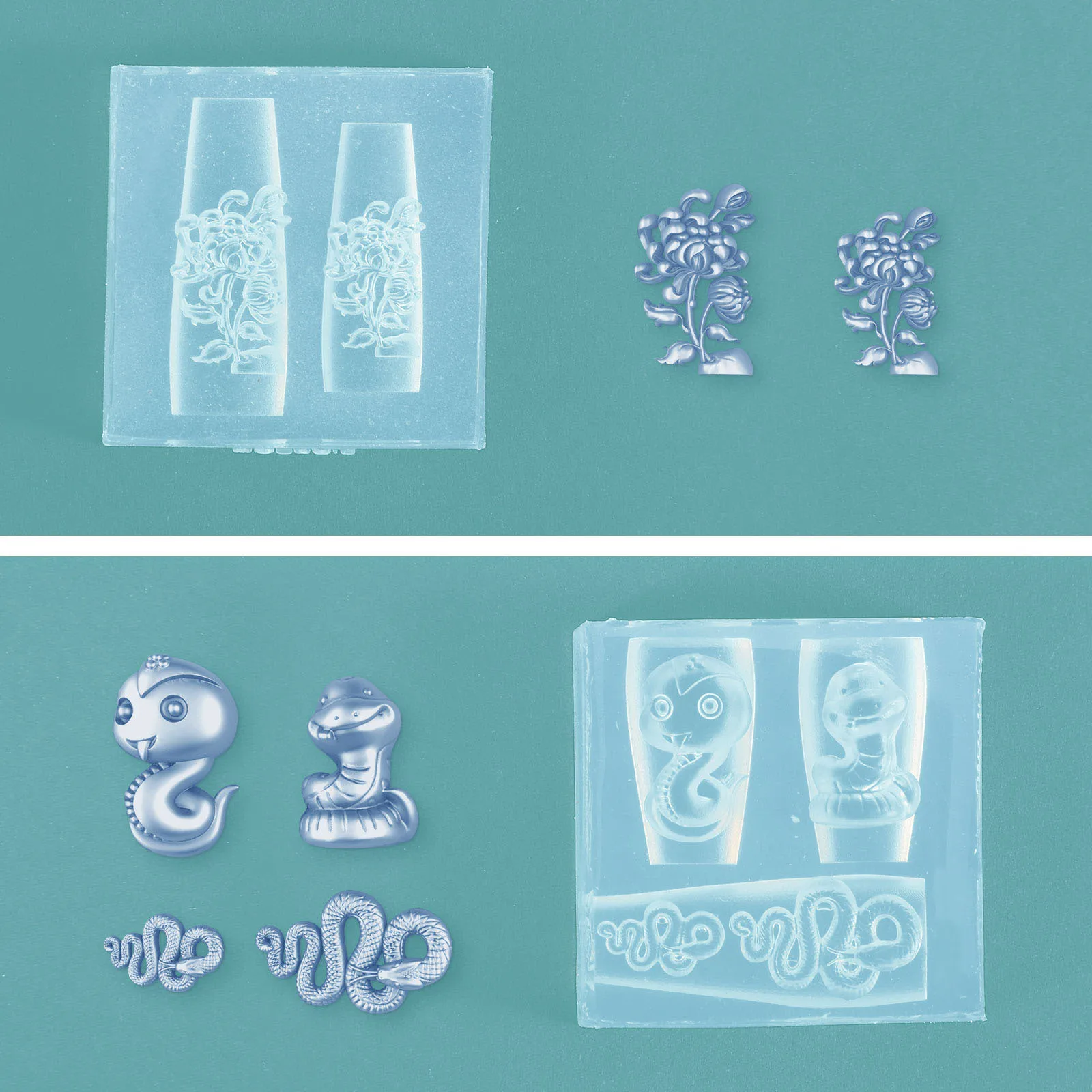 

2Pcs Silicone Nail Decoration 3D Mold DIY Manicure Decor Template Reusable Non-Deform Flexible Easy to Use Sturdy for Nail Art