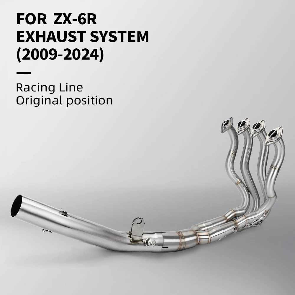 Pour Ninja ZX6R 636 2009-2022 Le système d'échappement complet est connecté au tuyau d'échappement direct de voiture d'origine de 51 mm